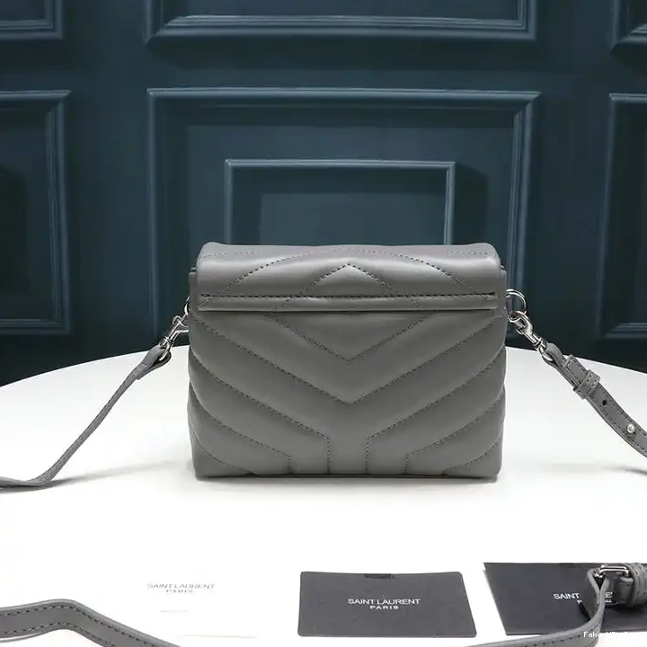 CHEAP Toy Bag Y Saint Laurent Matelasse Sky Loulou Leather In Mini Silver Blue 0407